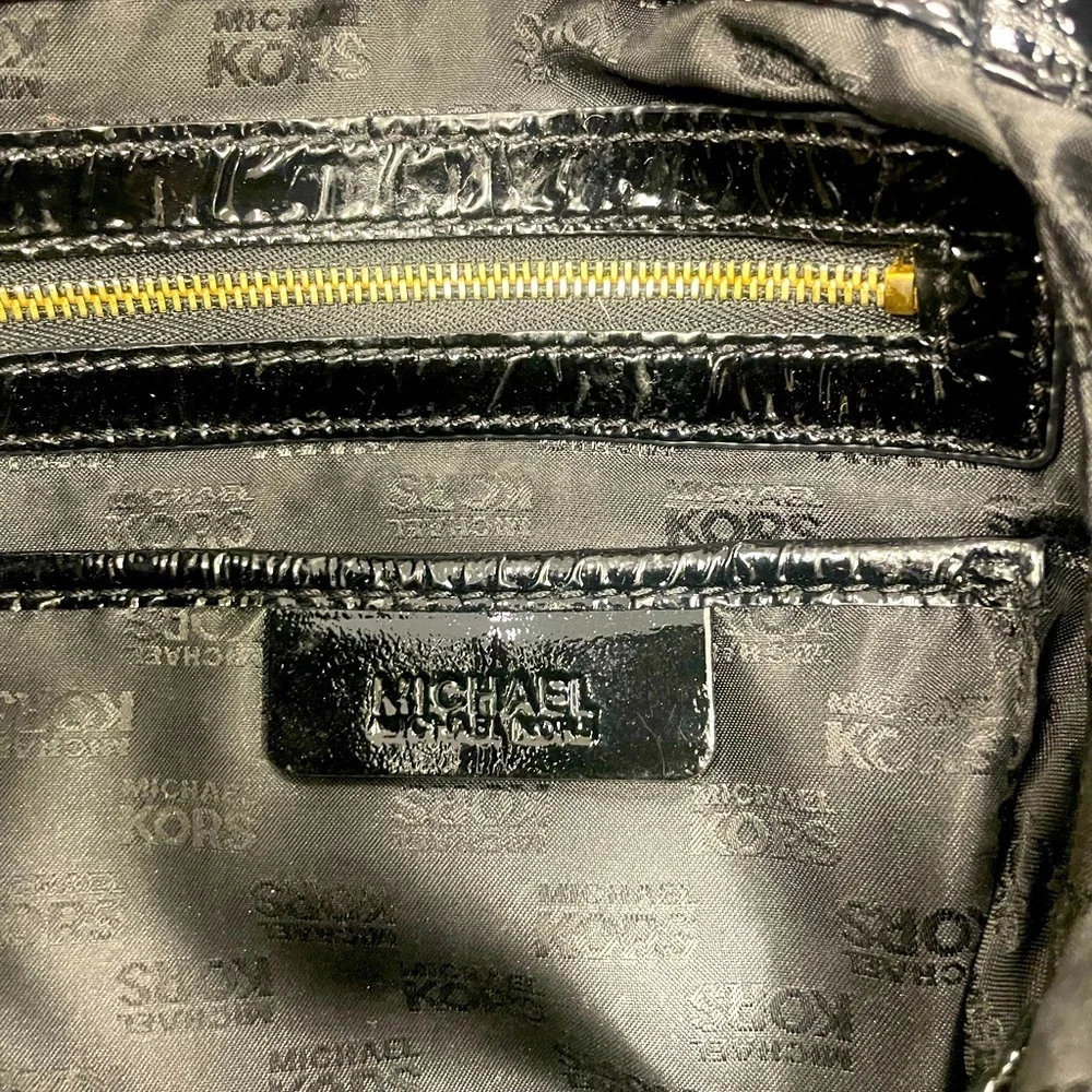Michael Kors Luxurious Black Croc Embossed Hobo Bag
